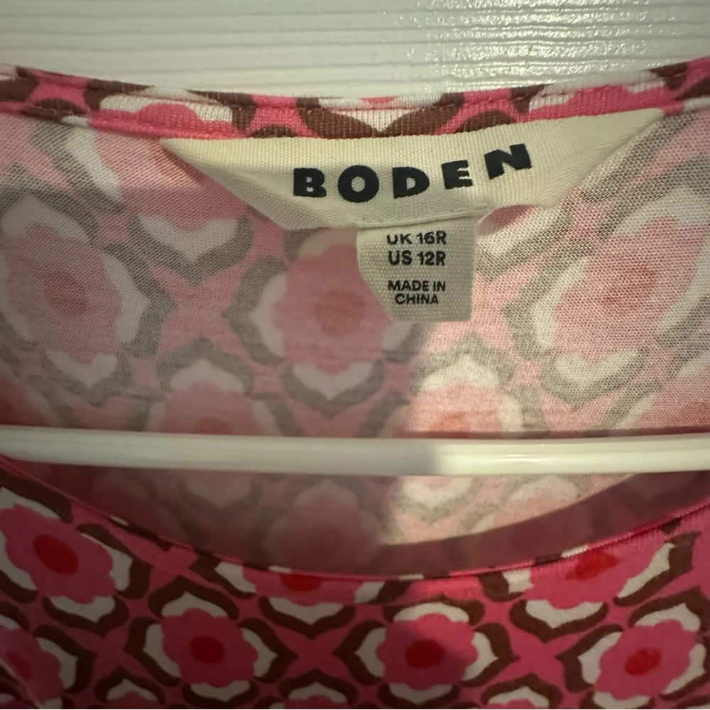 BODEN Thea sleeveless midi Dress pink and red stretchy size 12 - Picture 3 of 5